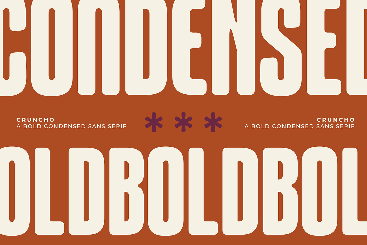 Cruncho - A Bold Condensed Sans, a Sans Serif Font by Ainun Jinan (Photo 3 of 12)