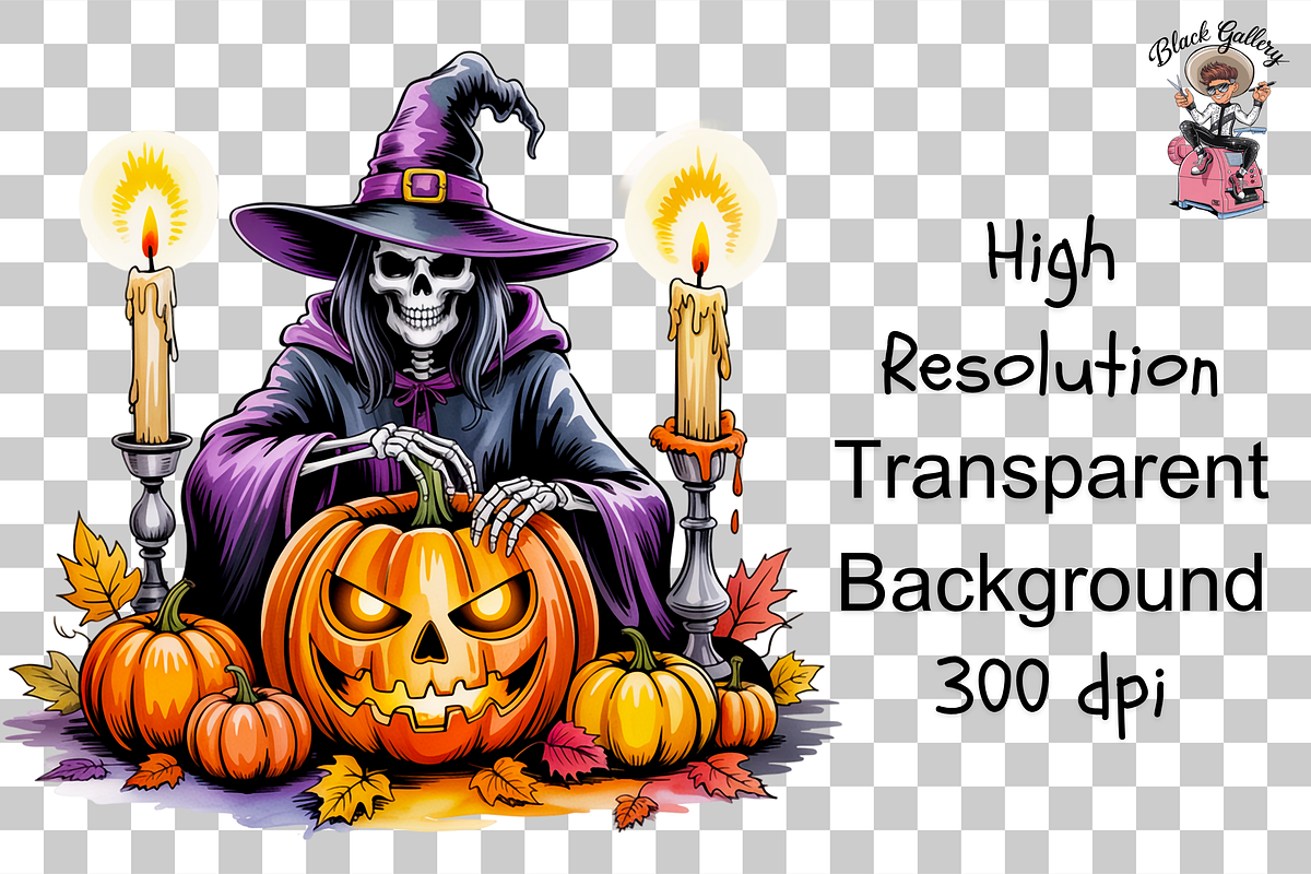 10 PNG Spooky Halloween Skull, a Graphic by Clipart Bloom (Photo 7 of 11)