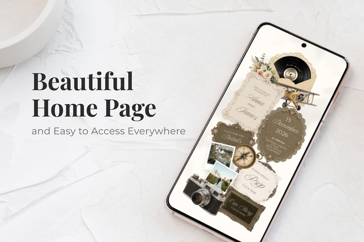 Romantic Beige Wedding Website, a Landing Page Template by Everyday Perfection (Photo 2 of 12)