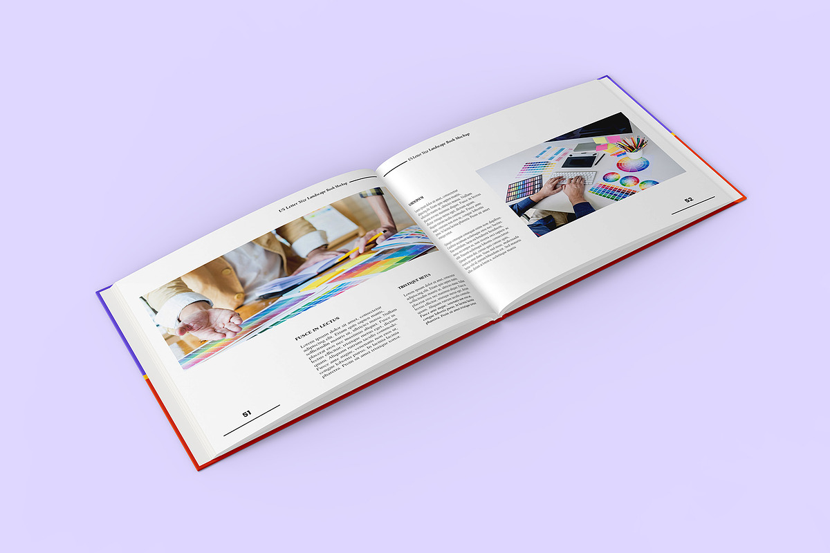 US Letter Size Landscape Book Mockup, a Books & Magazine Mockup by Illusiongraphic (Photo 7 of 31)