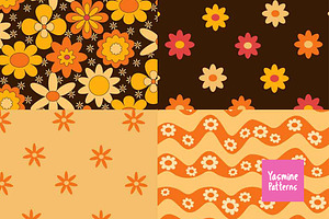 Groovy Flowers Seamless Patterns