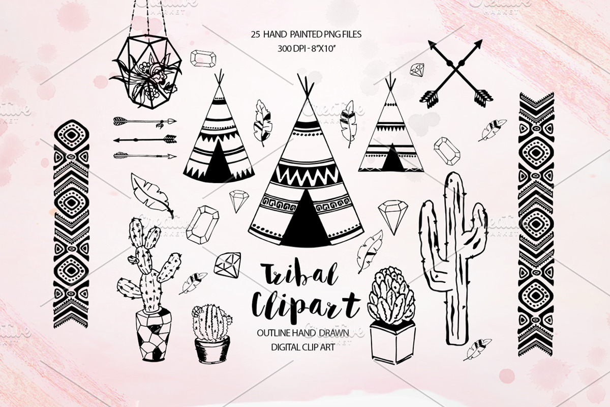 Tribal - Hand Drawn design elements, an Illustration by DigitalCloud (Photo 1 of 5)