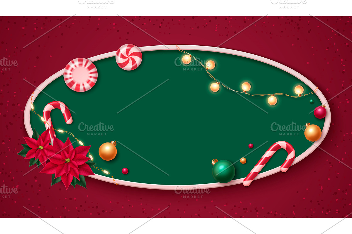 Merry Christmas 3d oval frame, an Object Illustration by art PVP - market