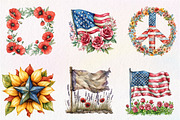 Floral American Flag Clipart, an Illustration by CreationArt (Thumbnail 4 of 9)