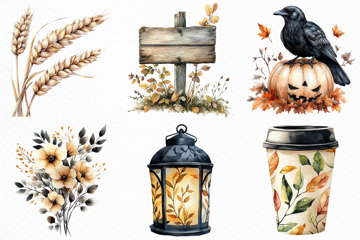 Beige & Black Autumn Watercolor PNG, an Illustration by Craft Nest (Photo 5 of 6)