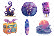 Creepy Summer Beach Clipart, an Illustration by Dream Creation (Thumbnail 2 of 6)