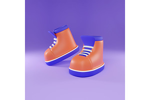 3D Rendering Stylish Orange Boot.