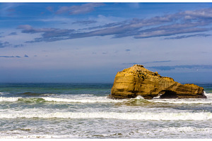 A rock in the atlantic ocean near biarritz france featuring biarritz, ocean, a Nature Photo by Leonid Andronov
