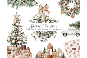 Watercolor Neutral Christmas clipart