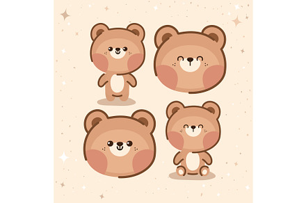 four bears group, an Animal Illustration by studiogstock