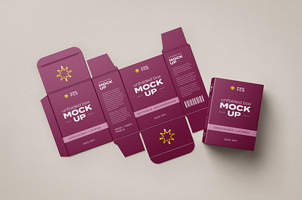 Unfolded Box Packaging Mockup, a Packaging Mockup by Xtrahive