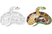 Decorative snakes for coloring, an Object Graphic by Watercolor fantasy (Thumbnail 6 of 7)