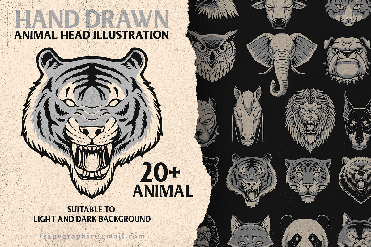 Animals head illustration collection, an Animal Illustration by Trape Graphic Studio (Photo 1 of 6)