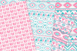 Pink & Teal Aztec Digital Paper