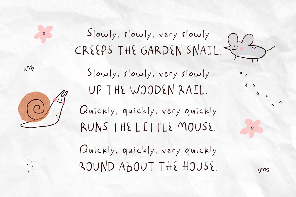 FunnySnail handwritten kids font, a Handwritten Font by JuliyArt (Photo 2 of 12)