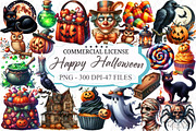 Happy Halloween Watercolor Clipart, an Illustration by designcity5 (Thumbnail 1 of 5)