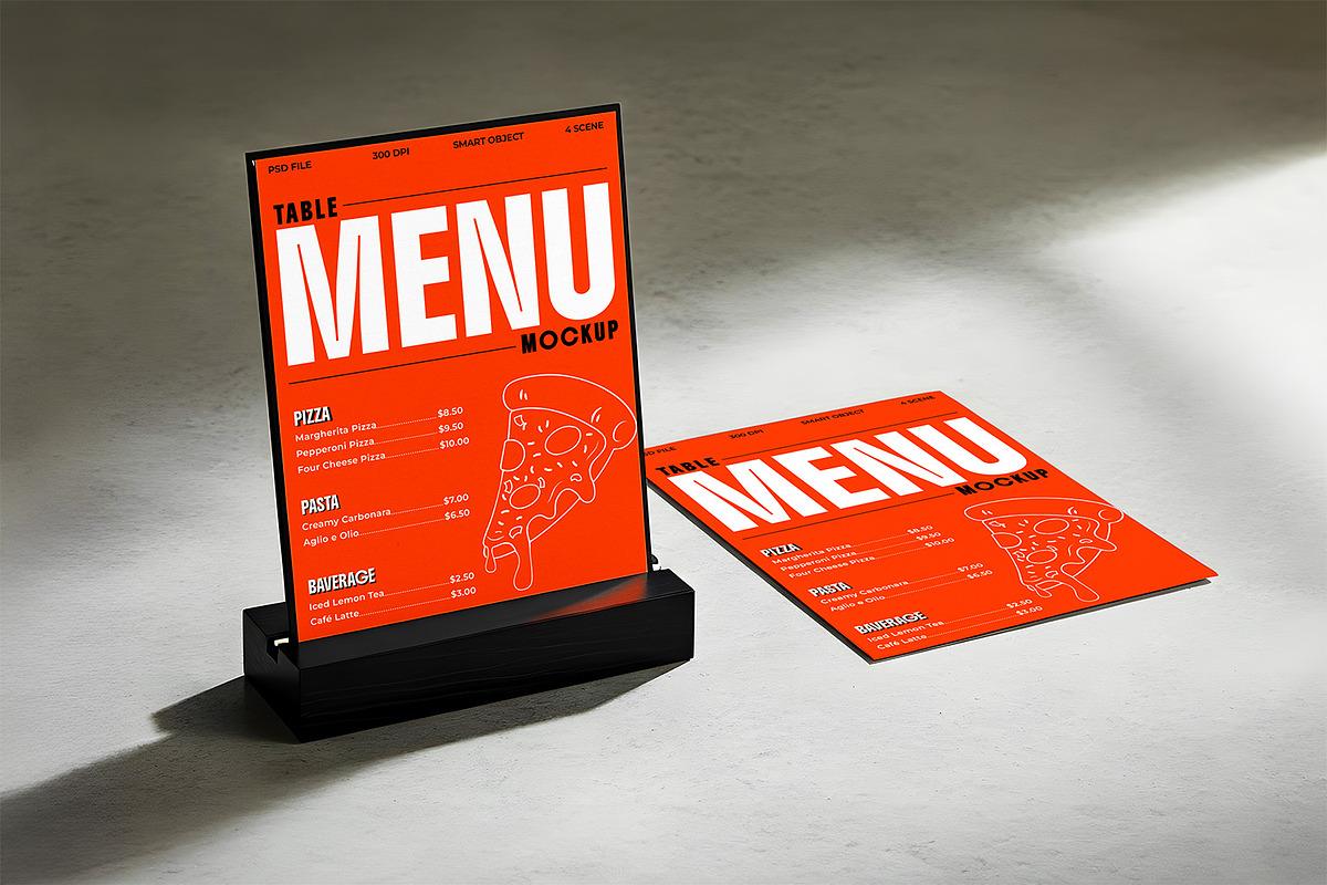 High Quality Table Menu Mockups, an Advertising Mockup by Nathatype (Photo 4 of 9)