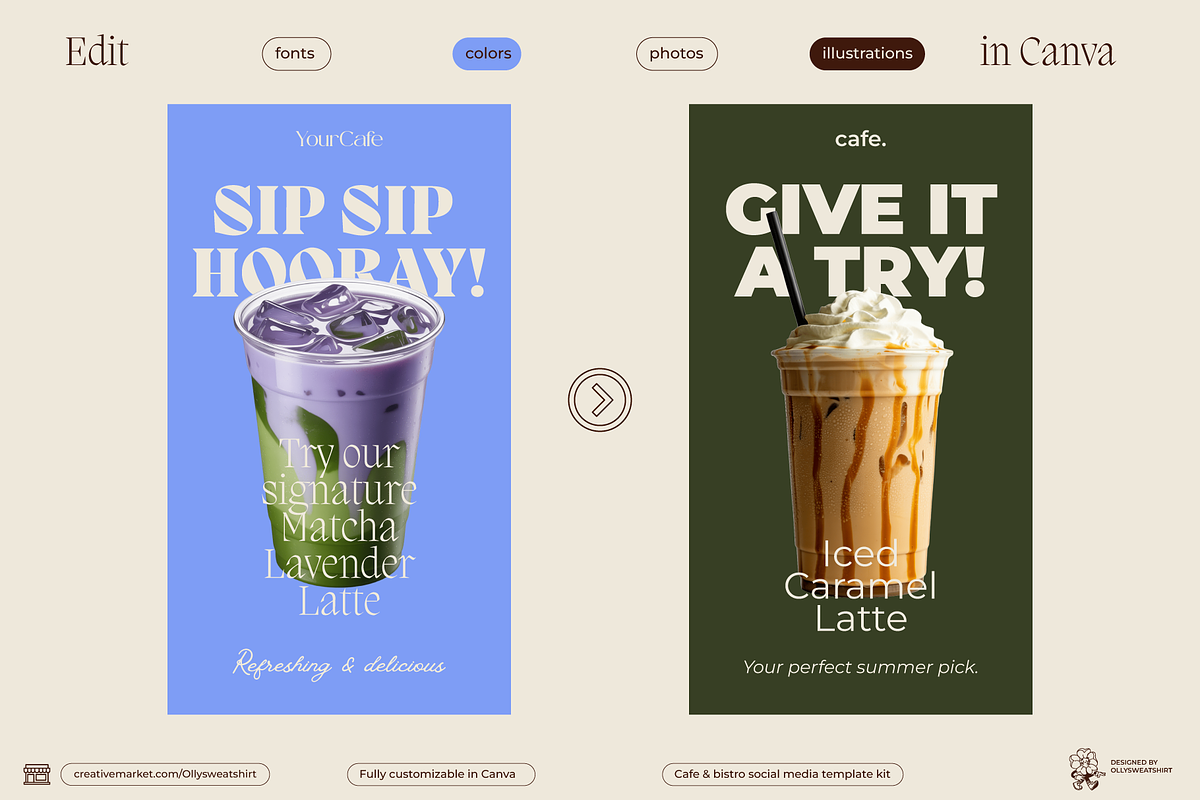 Cafe & Bistro Social Media Canva Kit, a Social Media Template by OLLYSWEATSHIRT DSGN INC. (Photo 3 of 13)