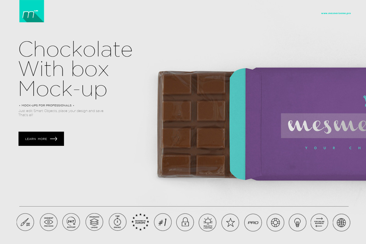Chocolate Box Mock-up, a Packaging Mockup by BlackMocca (Photo 1 of 9)