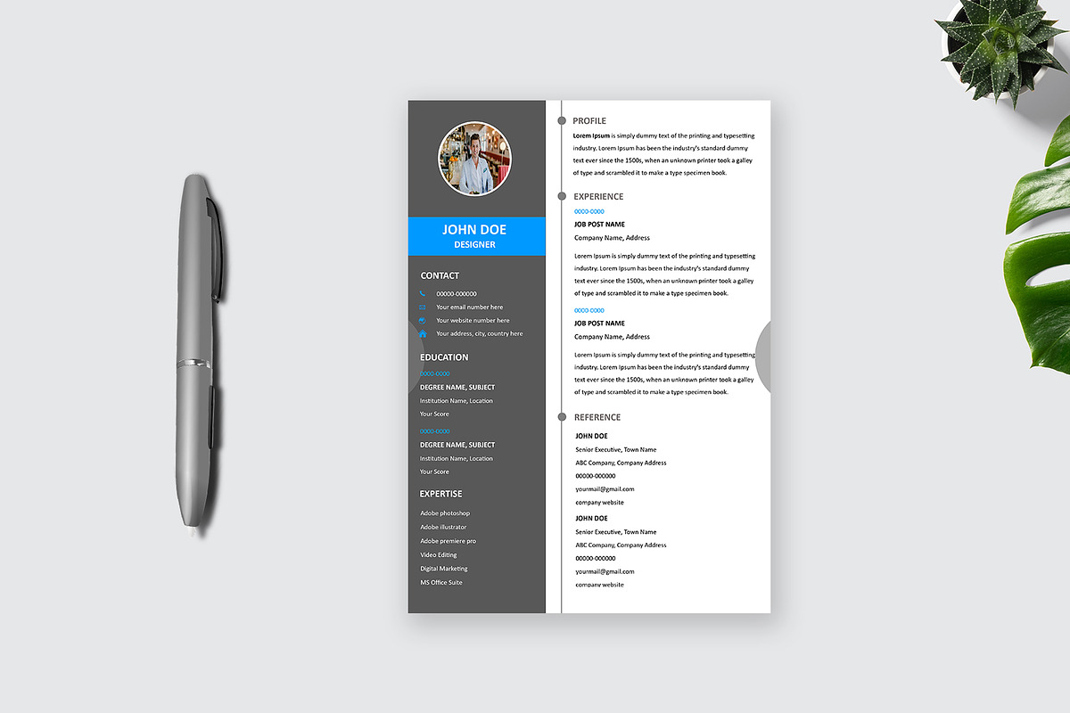 Modern Minimal Resume/CV Design, a Resume Template by Annudesign (Photo 2 of 3)
