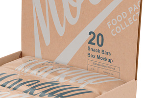 Kraft Box & Snack Bars Mockup