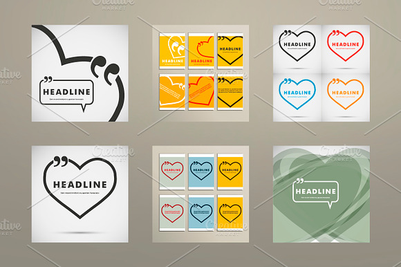 Set Of Beautiful Line Hearts