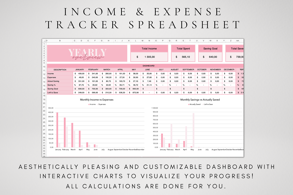 Excel Income & Expense Tracker, a Templates & Theme by BRANDcontent (Photo 2 of 9)