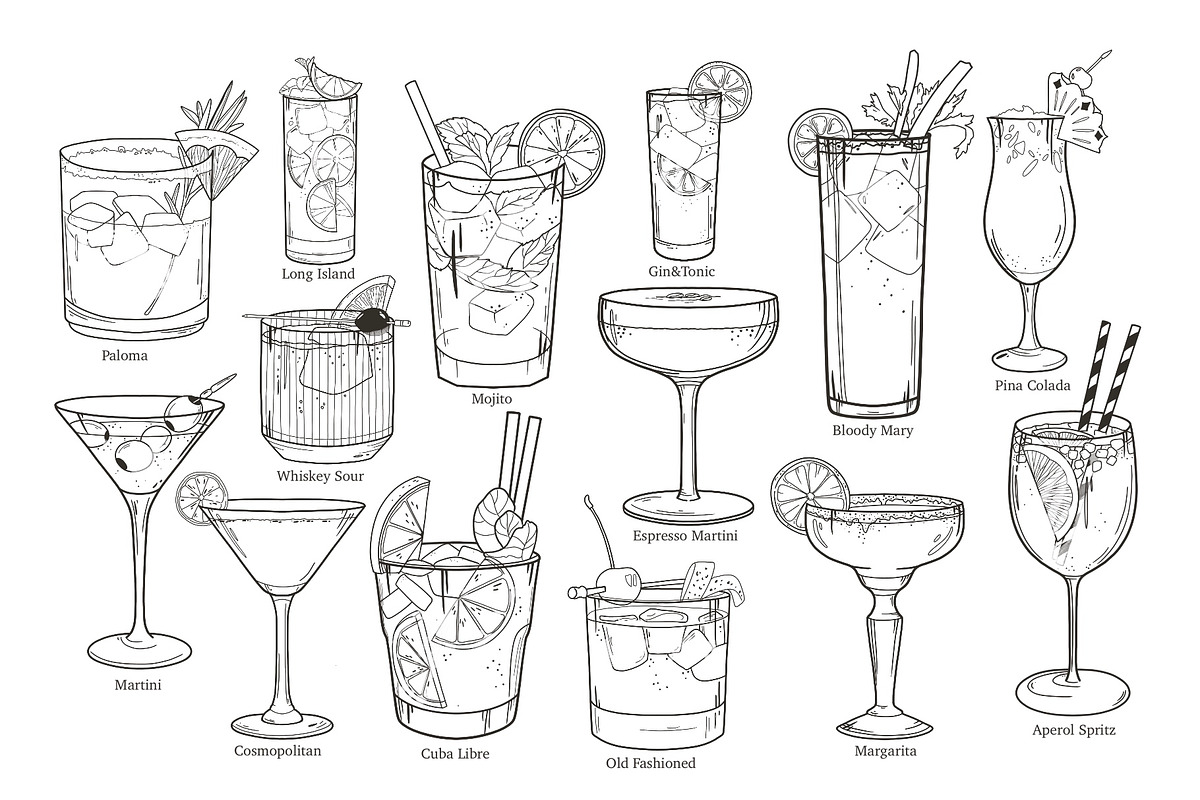 Cocktail Clipart PNG SVG, Bar Menu, an Object Illustration by ArtGiftsStudio (Photo 3 of 3)