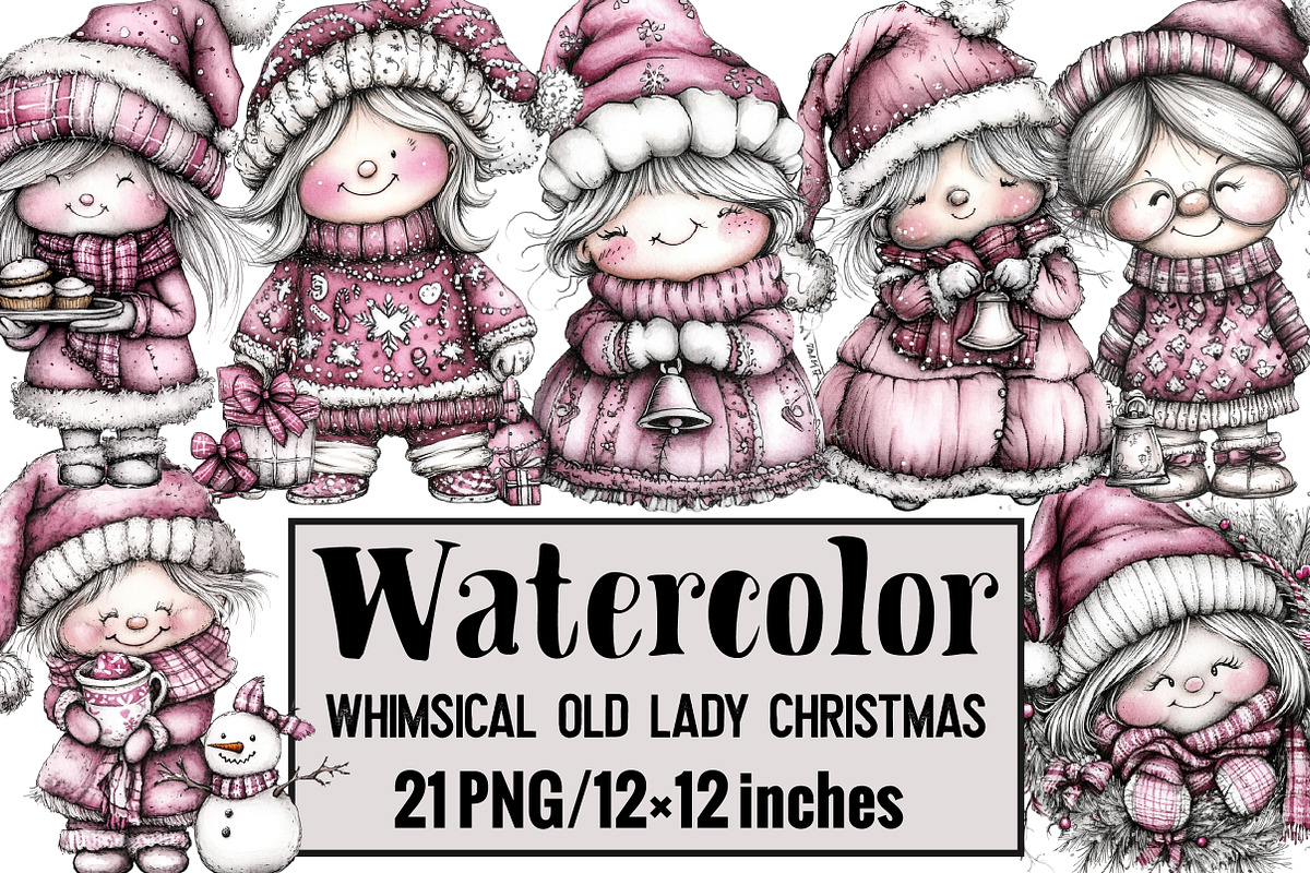 Whimsical Old Lady Christmas, an Illustration by Design Market (Photo 1 of 3)