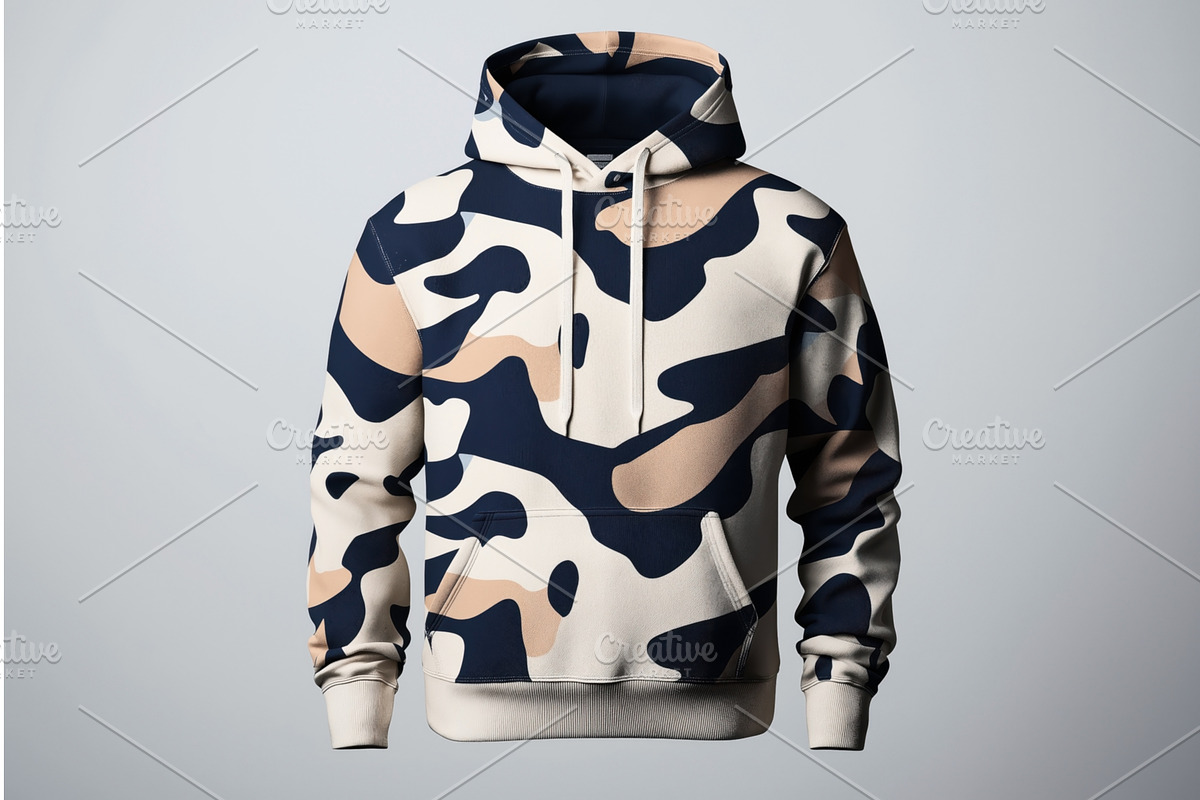 Camouflage-patterned hoodie with a, an Object Illustration by Sergey Kotenev
