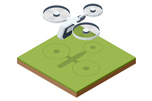 Isometric tri rotor drone hovering, a Transportation Illustration by Golden Sikorka