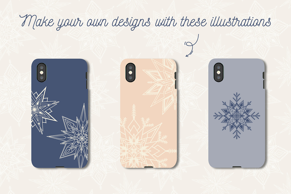 Snowy | 65 snowflakes illustrations, a Decorative Illustration by Wander Designs (Photo 7 of 9)
