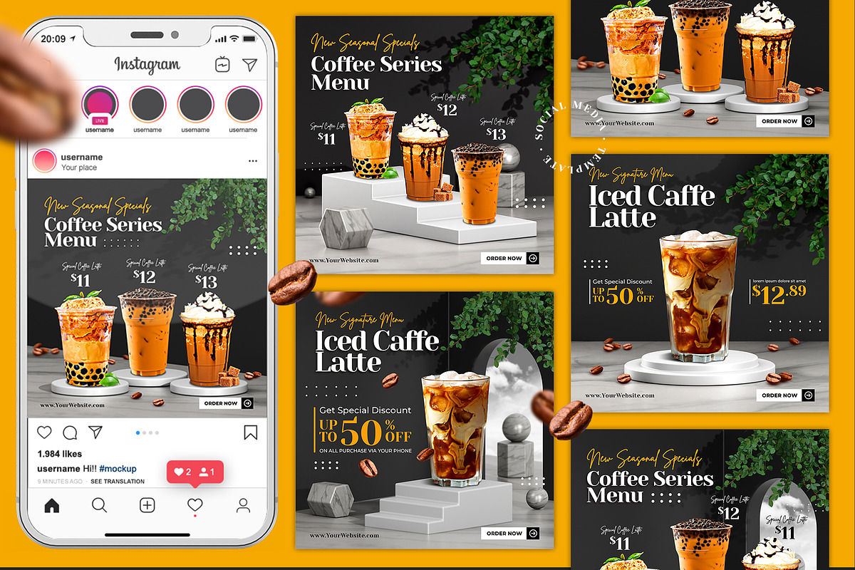 Coffee Social Media Post template, a Social Media Template by Artpaper (Photo 3 of 7)