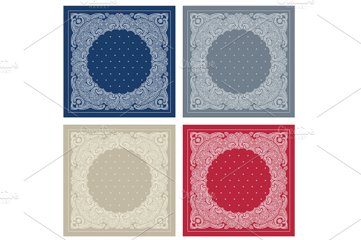 Bandanna print design set (vector), a Pattern Graphic by Bakhtiozin art graphic (Photo 8 of 8)