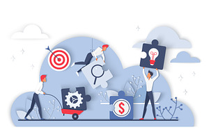 Teamwork collaboration cloud puzzle, a Person Illustration by Lemberg Vector