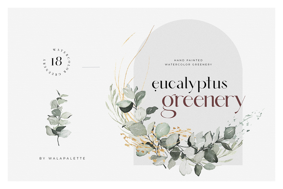 Eucalyptus Watercolor Greenery Frame, an Illustration by WalaPalette (Photo 3 of 8)