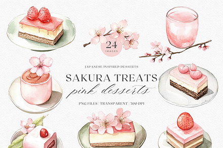 Watercolor Pink Dessert Clipart