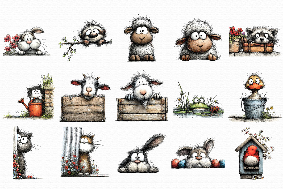 Spring Peeking Animals Clipart Bundl, an Illustration by Libby Wishes (Photo 3 of 4)
