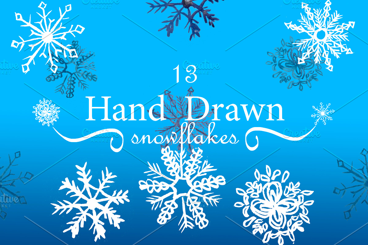 Hand drawn snowflakes