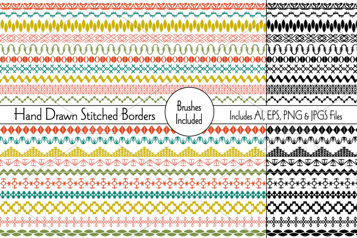 Hand Drawn Stitched Borders, a Pattern Graphic by Melissa Held Designs (Photo 1 of 3)