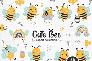 Cute Bees Clipart Set