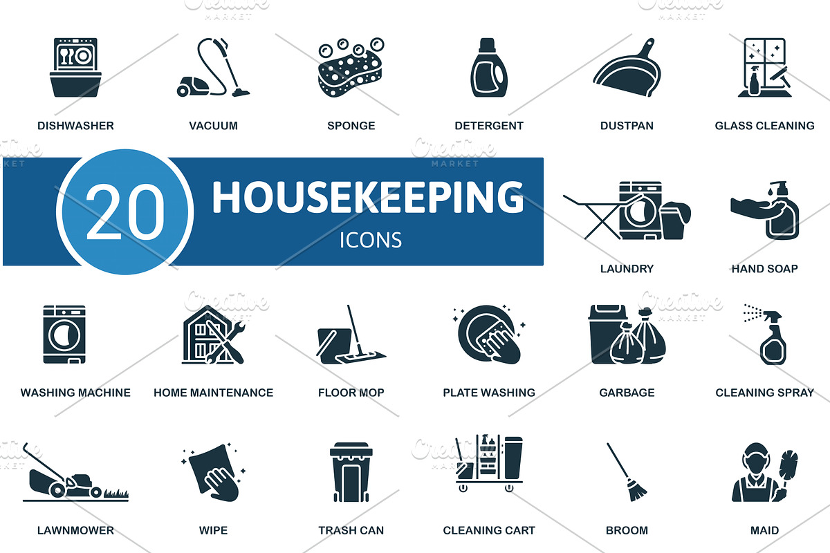 Housekeeping icons set. Creative, an Illustration by Aimagenarium@gmail.com