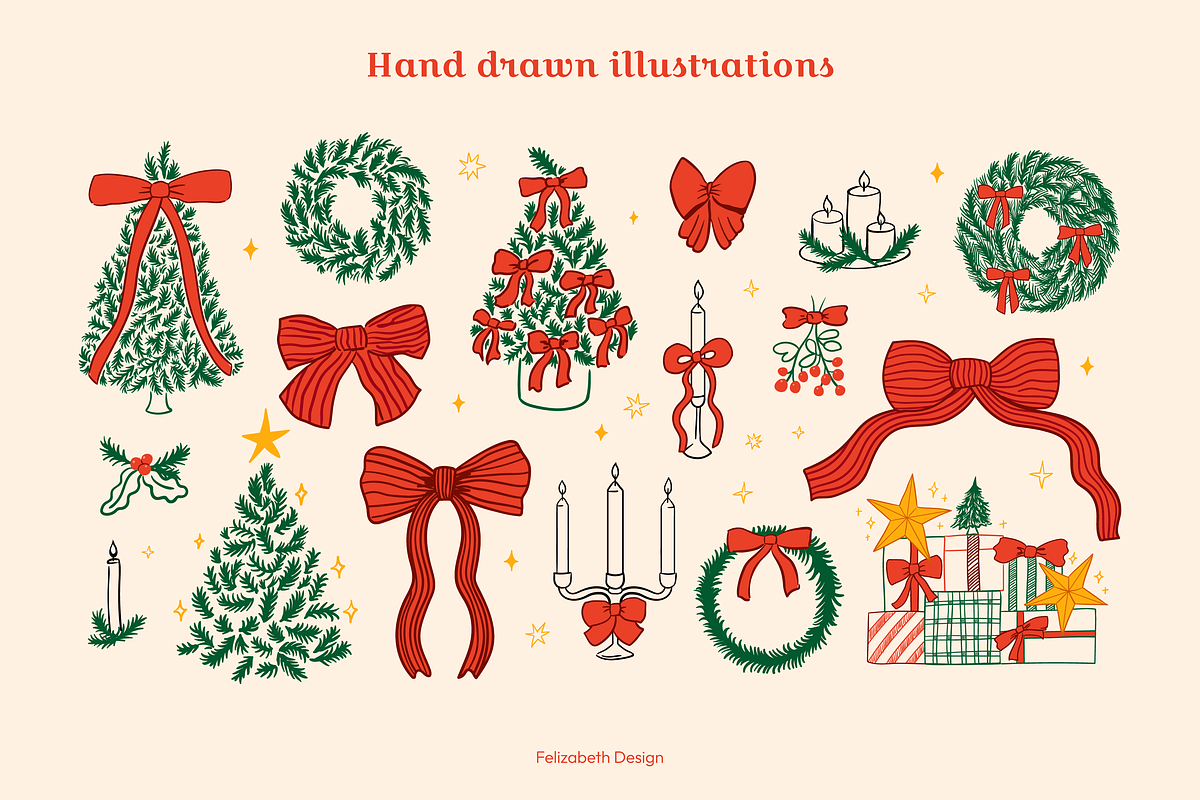 Coquette Christmas Collection, a Seasonal Illustration by Felizabeth Design (Photo 3 of 13)