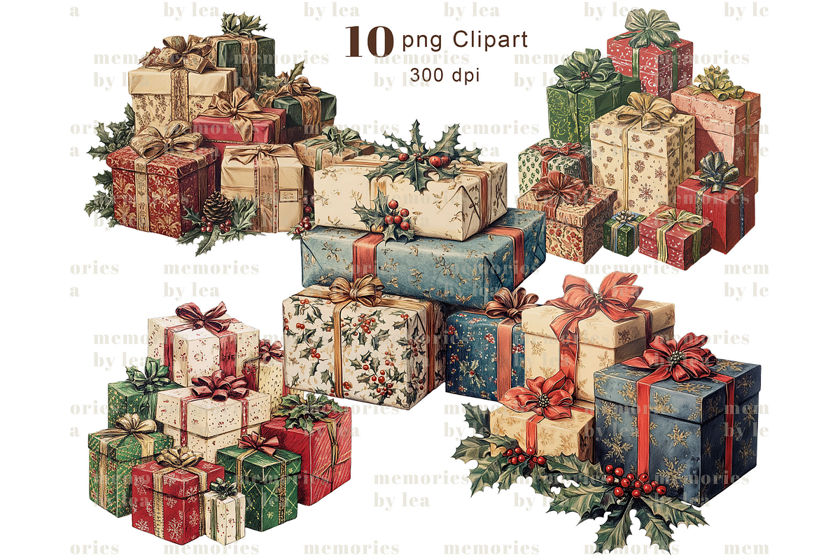 Christmas Present Clipart PNG, an Illustration by Memories By Lea (Photo 2 of 9)