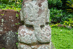 Ancient thinker tiki at the queen's tomb in Puamau, Hiva Oa, Mar, a Nature Photo by GoodGoods
