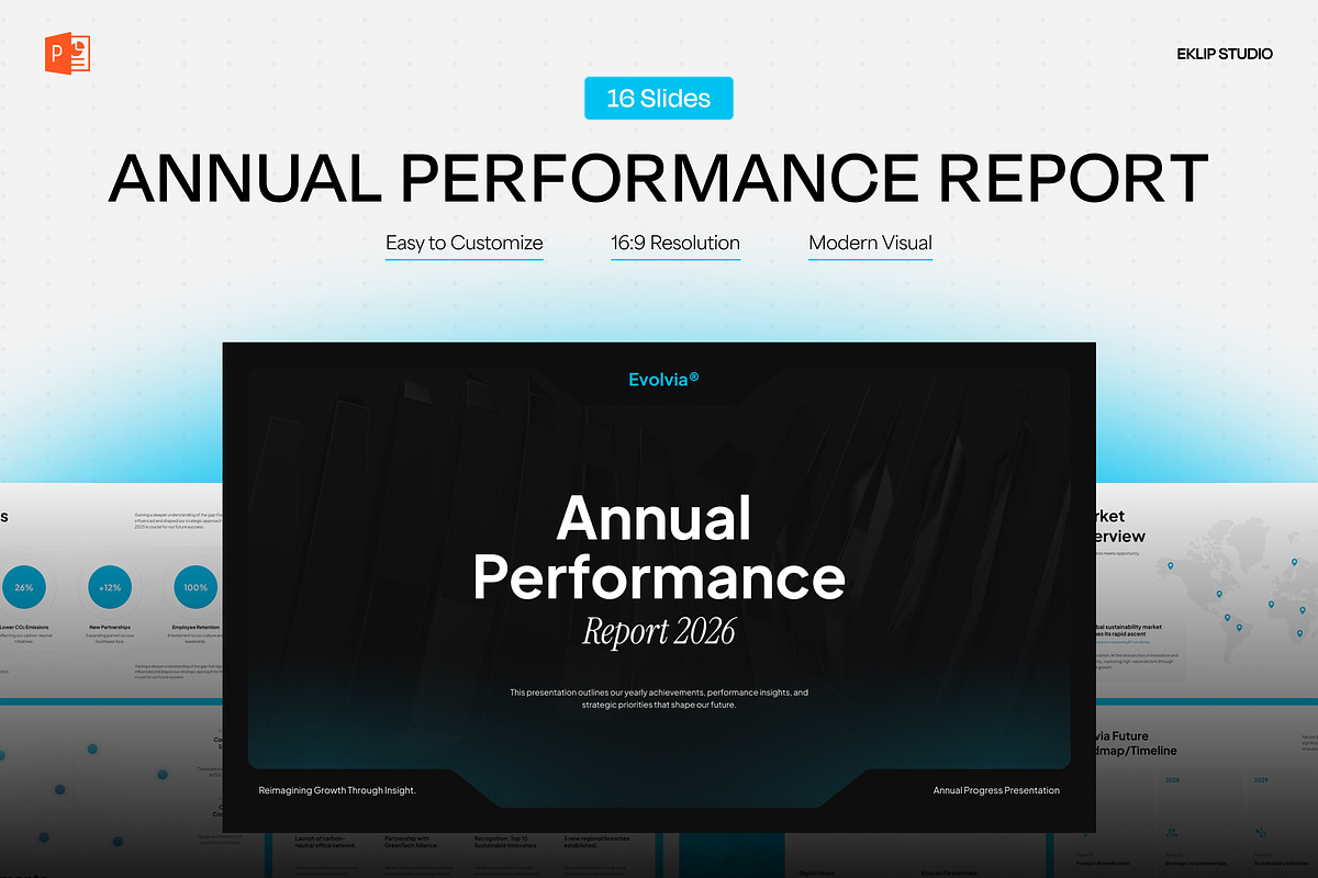 Annual Report Powerpoint Template, a Presentation Template by Eklip Studio (Photo 1 of 5)
