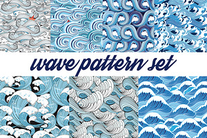 Beautiful pattern set of sea waves