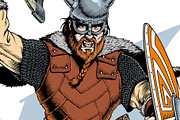 Viking with ax and shield attacks, an Illustration by Ledokolua (Thumbnail 2 of 2)