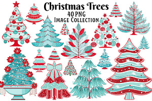 Christmas Trees Clipart, an Illustration by Dream Creation