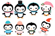 Kawaii penguin family clipart set, an Illustration by Pravokrugulnik (Thumbnail 3 of 3)